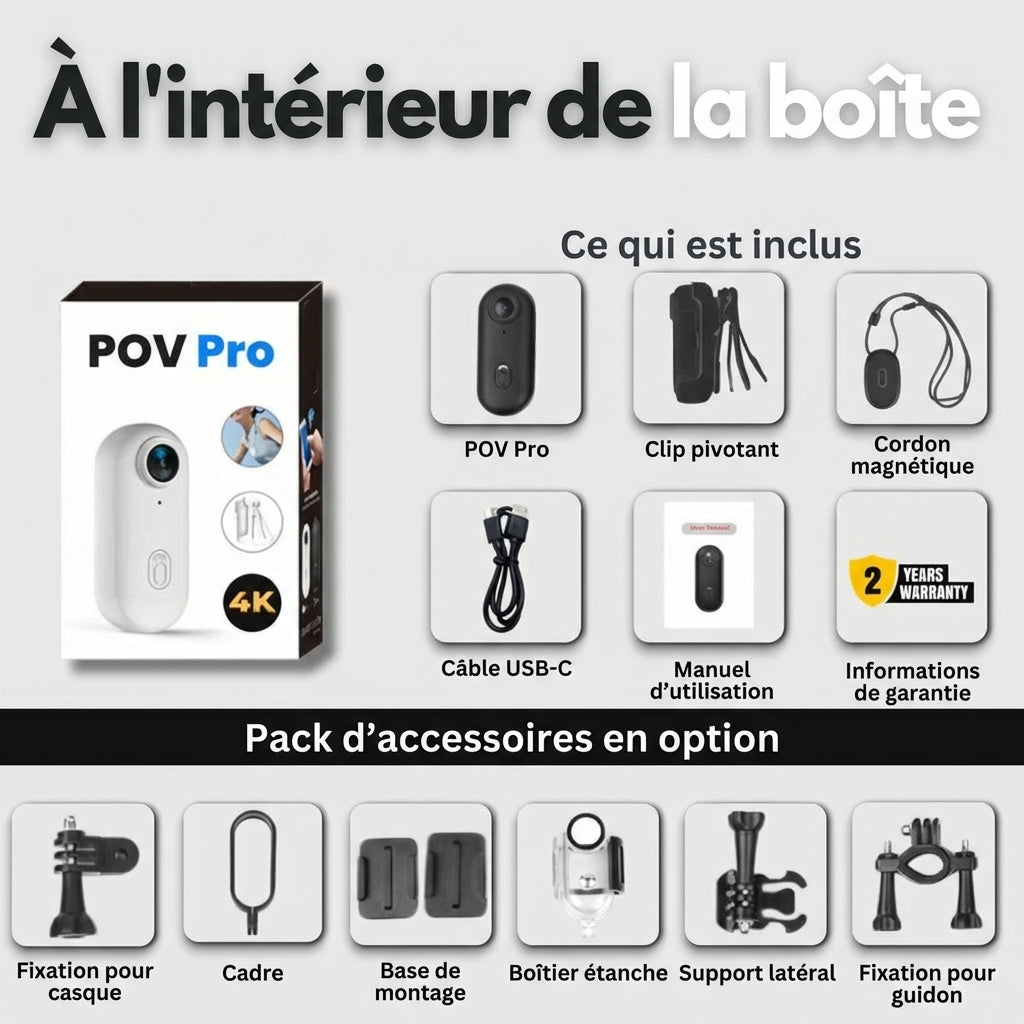 POV Pro – Caméra POV 4K mains libres